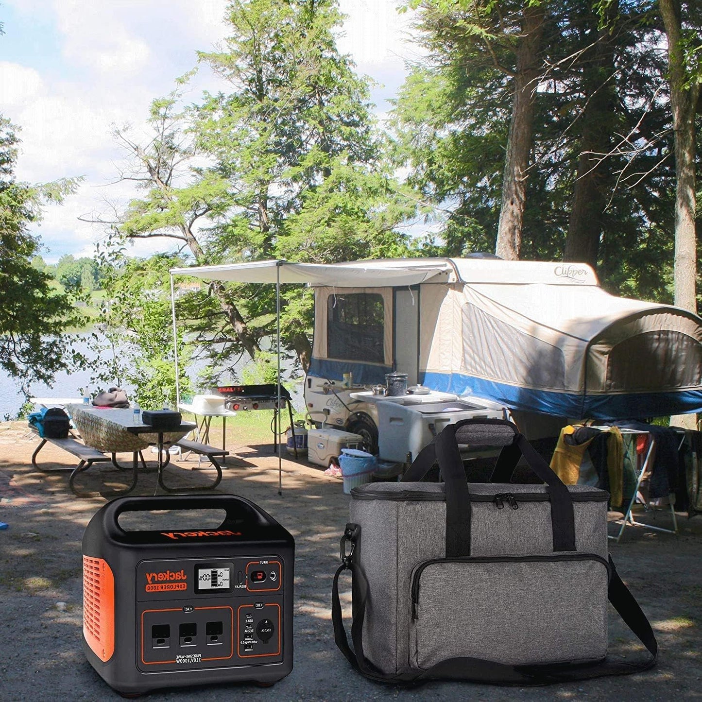 AooDen Portable Power Station Storage Bag, Travel Carrying Case for Jackery 1000, ECOFLOW River Max, Bluetti EB70S, GRECELL T1000, Gray