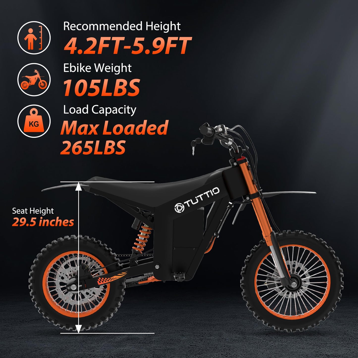 Tuttio Electric Dirt Bike Teens Adults - 48V 21AH Electric Bicycle 14"/12" Fat Tire Off Road High Torque Mini E Motocross Motorcycle Dirt Bike