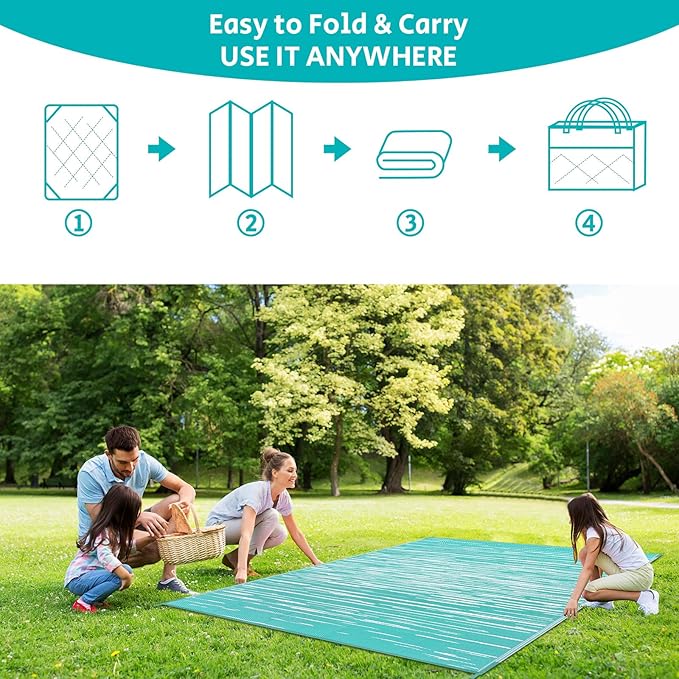 HEBE Outdoor Rug 8'x10' for Patios Clearance Waterproof Patio Mat Plastic Straw Rug Reversible RV Camping Tent Rug Outside Indoor Outdoor Area Rugs for RV,Deck,Beach,Balcony,Camper