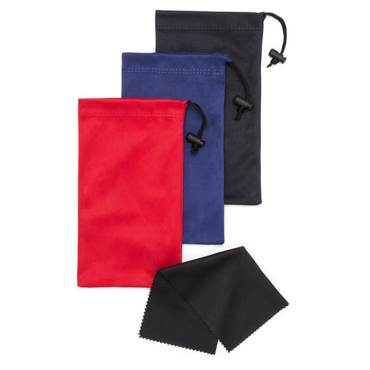 Mamlyn Set of 3 Microfiber Soft Sunglasses Pouches, With Drawstring Closure