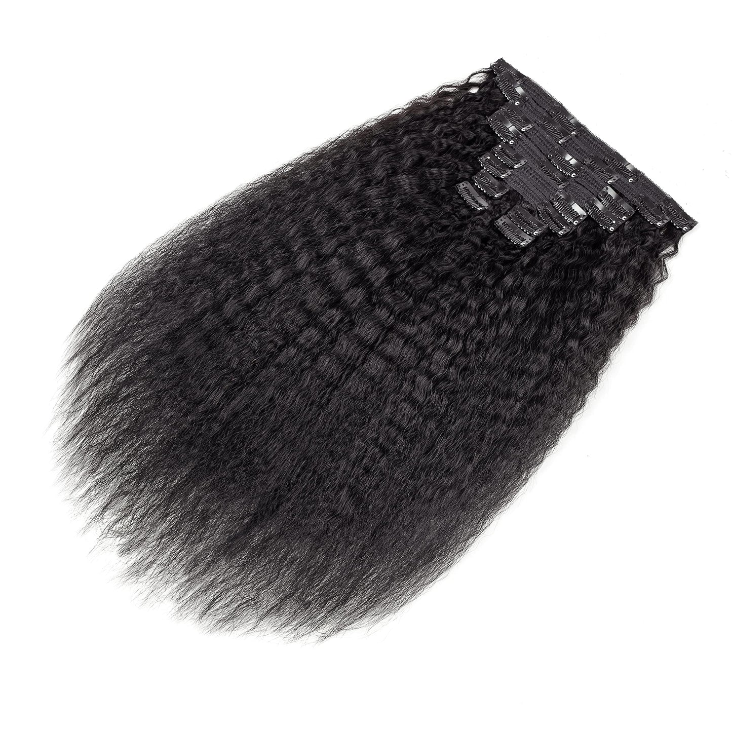 Alishow Kinky Straight Clip in Hair Extensions Real Human Hair for Black Women 20 Inch Virgin Hair Clip in Full Head Unprocessed Remy Yaki Straight Clip Ins 10pcs with 22 Clips 120 Gram Per Set