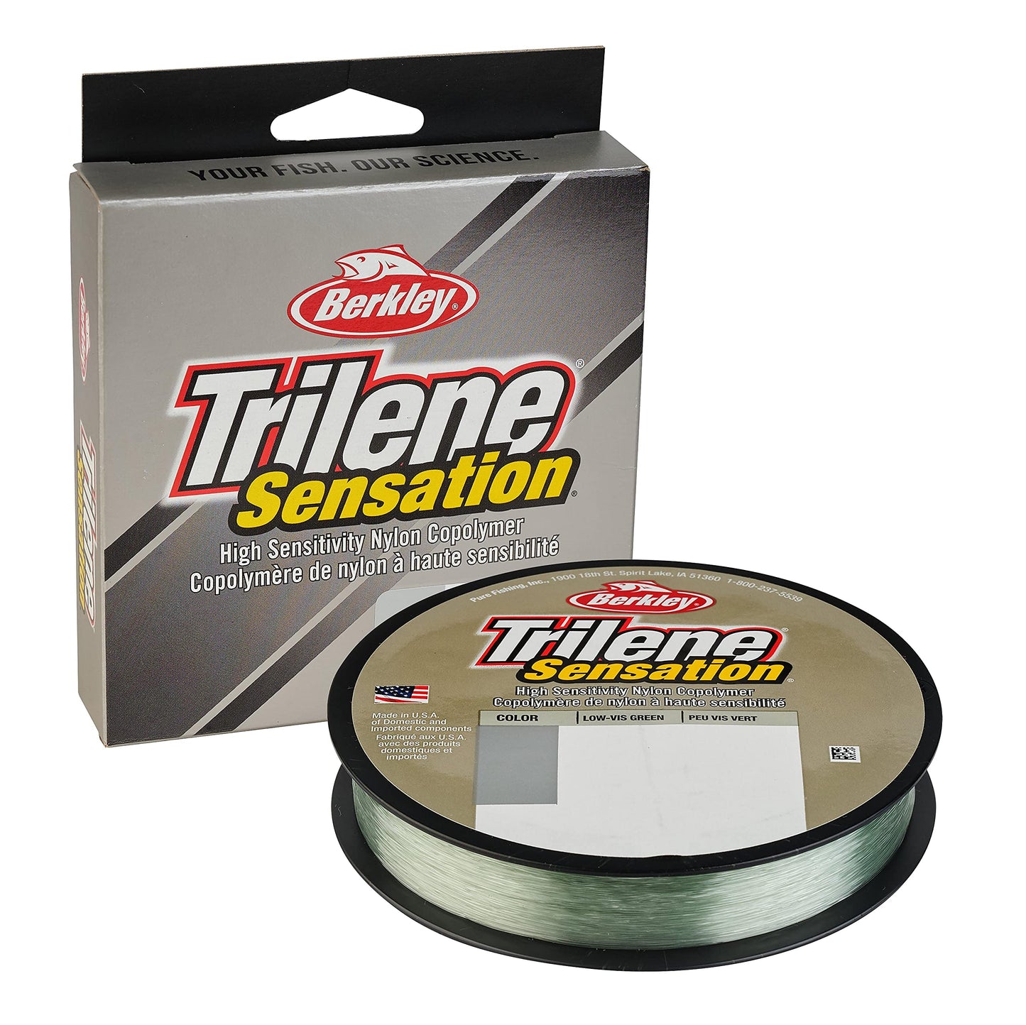 Berkley Trilene® Sensation, Low-Vis Green, 12lb | 5.4kg Monofilament Fishing Line, Suitable for Freshwater Environments