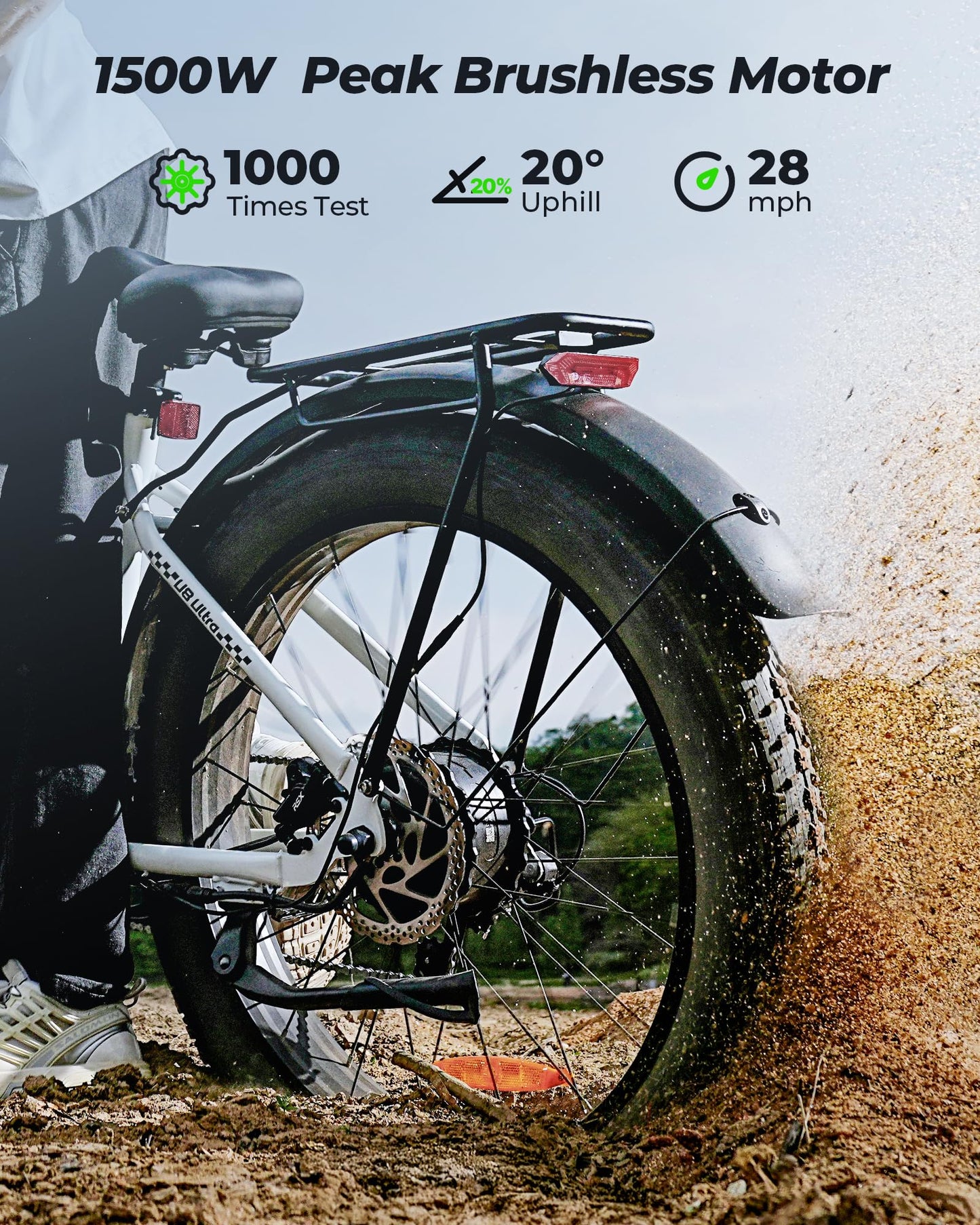 isinwheel U8 Plus Electric Bike for Adults,1500W Peak Motor Hydraulic Brake Ebike,Max 20/28MPH 75-105Miles Electric Bicycle with 13AH/18AH Battery,26" Step-Thru Fat Tire Commuter E Bike for Adults