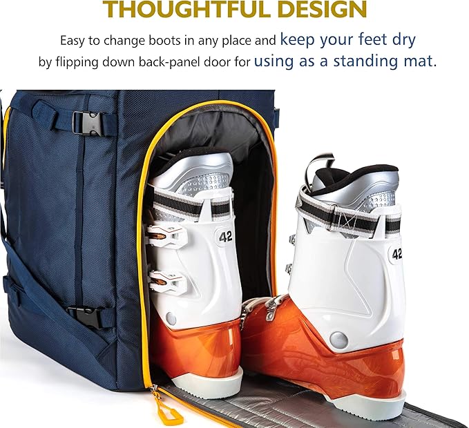 Unigear Ski Boot Bag, 50L Ski Boot Travel Backpack for Ski Helmet, Goggles, Gloves, Skis, Snowboard & Accessories (Blue)