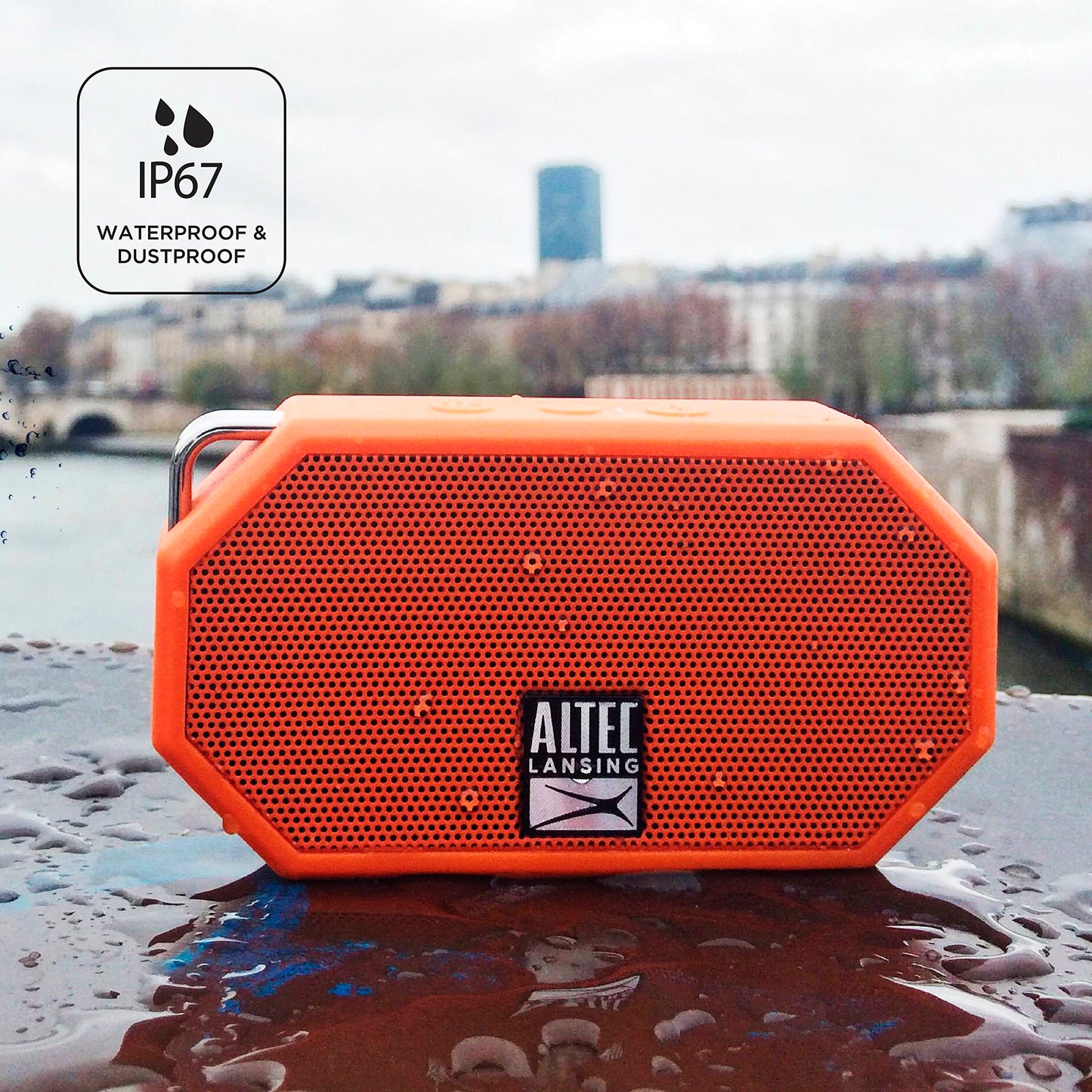 Altec Lansing Mini H2O - Waterproof Bluetooth Speaker, IP67 Certified & Floats in Water, Compact & Portable Speaker for Hiking, Camping, Pool, and Beach,Orange