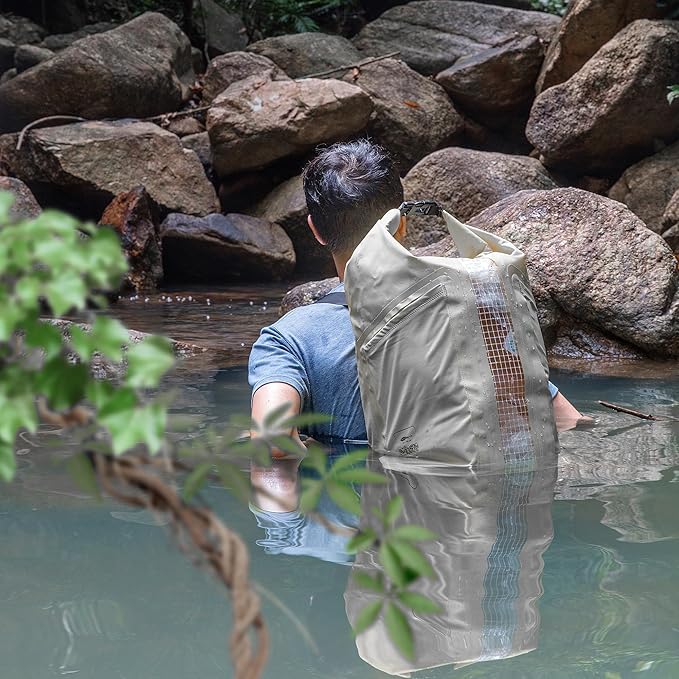 Waterproof Floating Dry Bag for Men Women - 25L Waterproof Backpack with Side Pockets - Roll Top Sack Keeps Gear Dry for Kayaking, Rafting, Boating, Swimming, Camping, Beach, Fishing