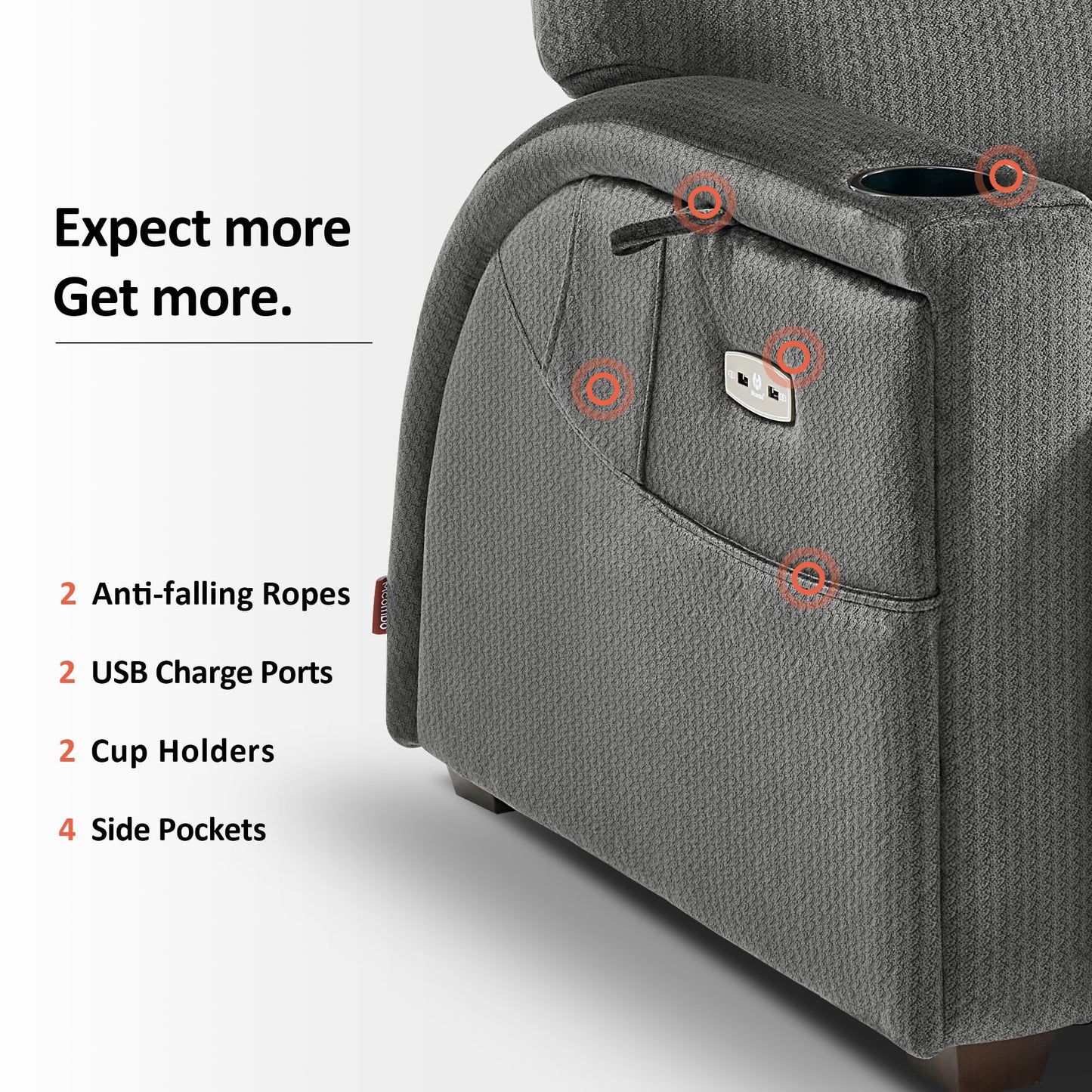 MCombo Power Zero Gravity Recliner Chair with Adjustable Headrest for Living Room, Fabric ZG334 (Neutral Grey)