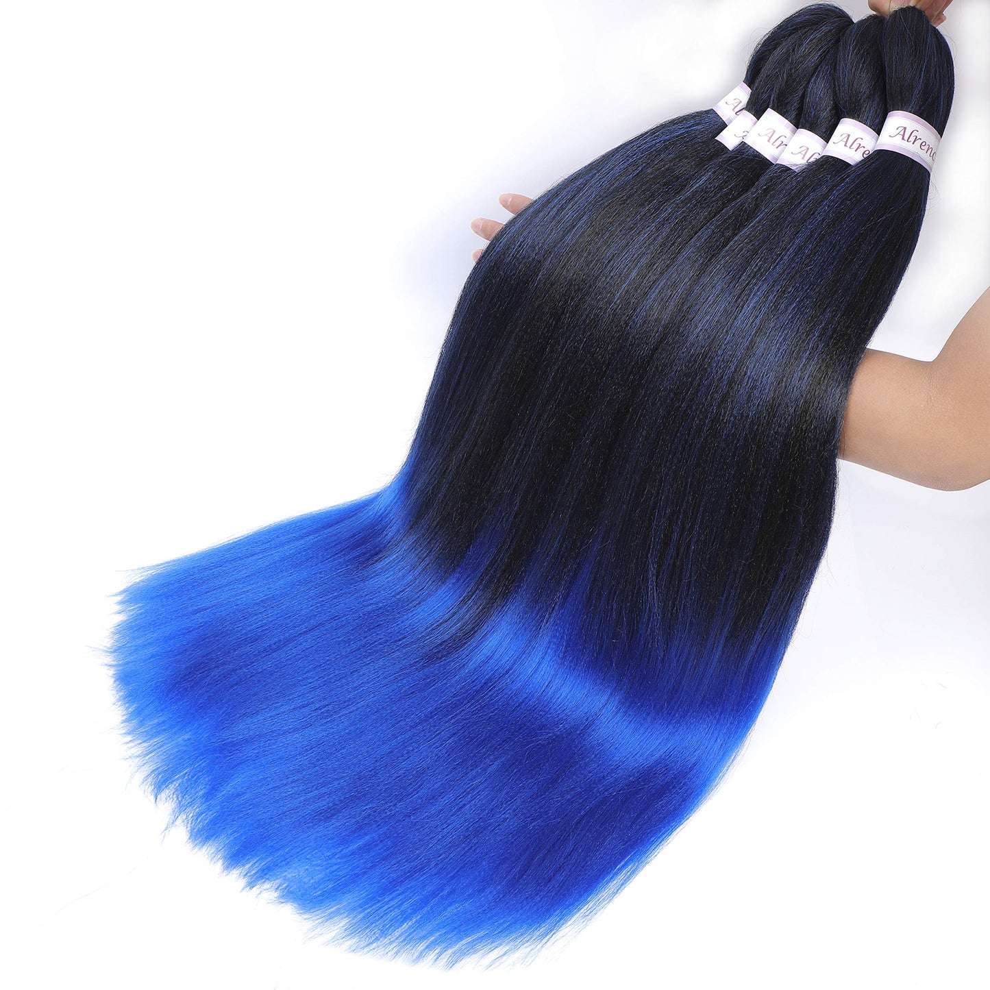 Alrence Pre Stretched Braiding Hair Long Braid 30 Inch 8 Packs Professional Braiding Hair Extensions Synthetic Crochet Twist Braids (30 Inch, 1B/Blue)