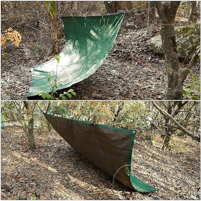 Heavy Duty 10 Mil Tarp Cover Waterproof UV Resistant Tarpaulin Used for Outdoor, Hunting, Camping, Backpacking, Canopy Tent, Ground Tarp, Cover Boat, Motorcycles, Roofs, Wood