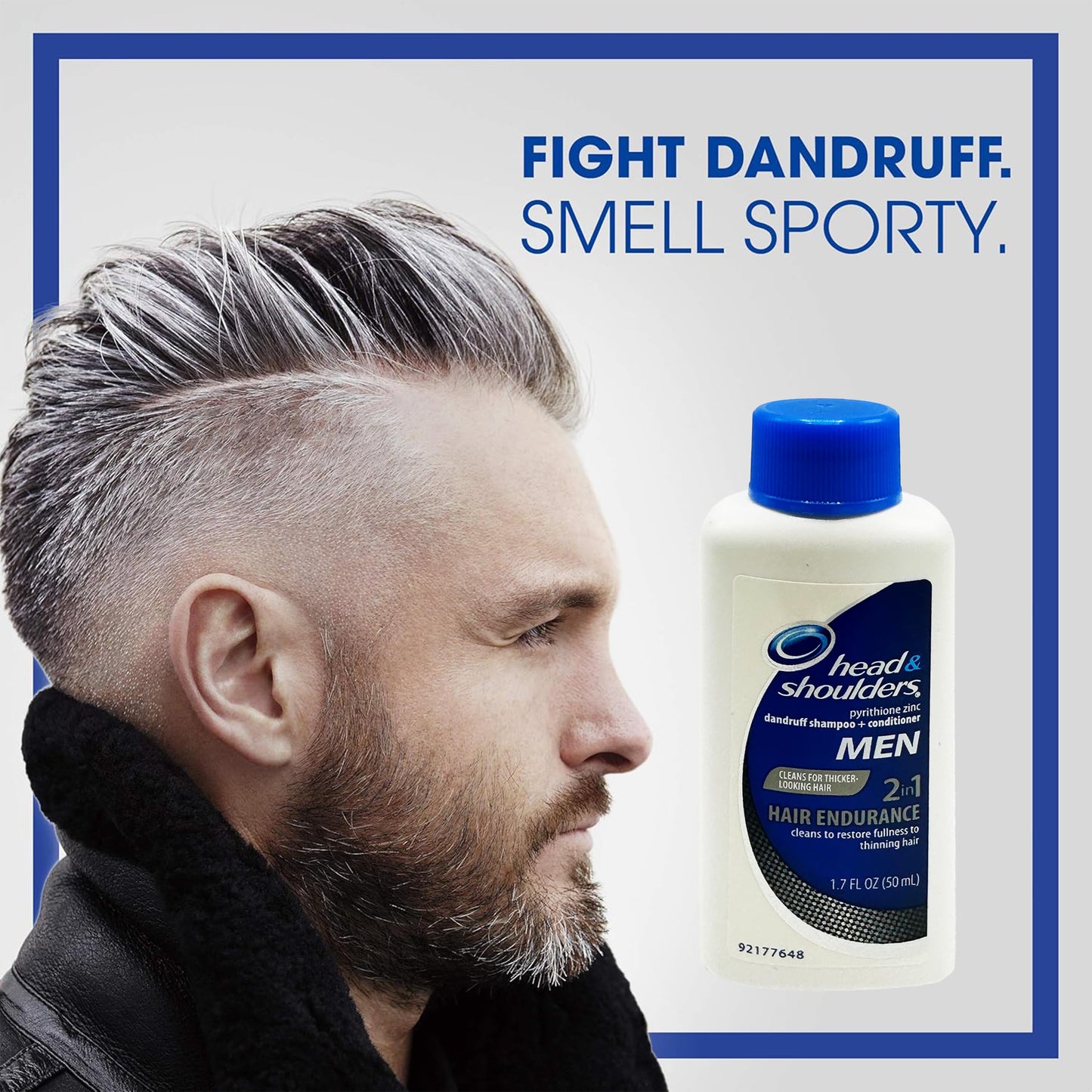 Head & Shoulders 2 in1 Men Dandruff Shampoo and Conditioner, Hair Endurance for Thinning Hair, TSA Approved Mini Toiletries, Travel Size 1.7 oz Bottles (4 Count)