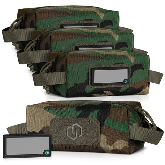 Savior Equipment Loose Sacs 4-Pack Tactical Ammo Pouch Firearm Ammunition Carrier Bag, ID Patches Included, M81 Woodland