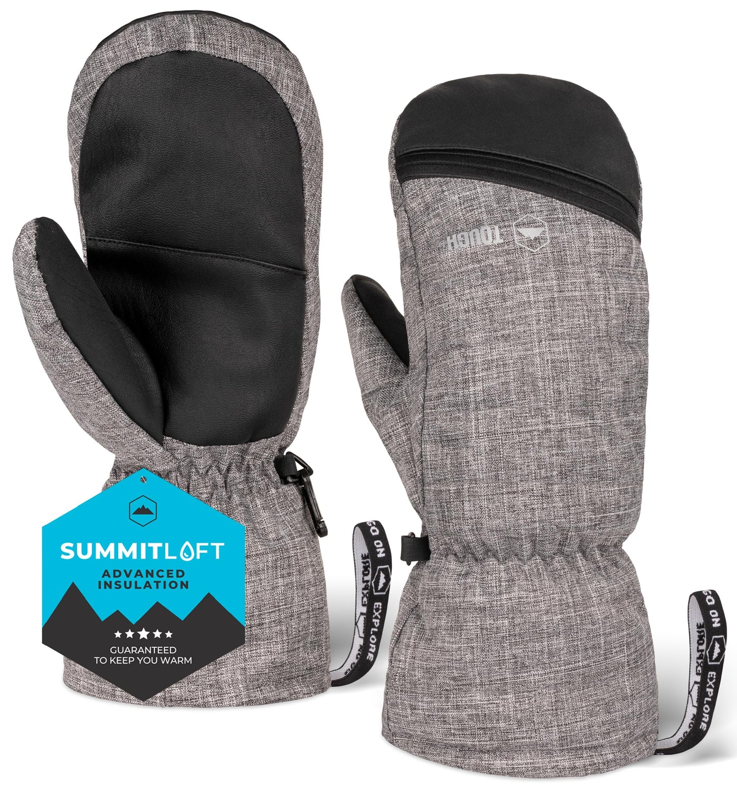 Tough Outdoors Adult Winter Ski Mittens for Women and Men - Mens Womens Waterproof Insulated Snowboard Gloves for Snowboarding - Extreme Cold Weather Snow Glove Mitten - X-Large