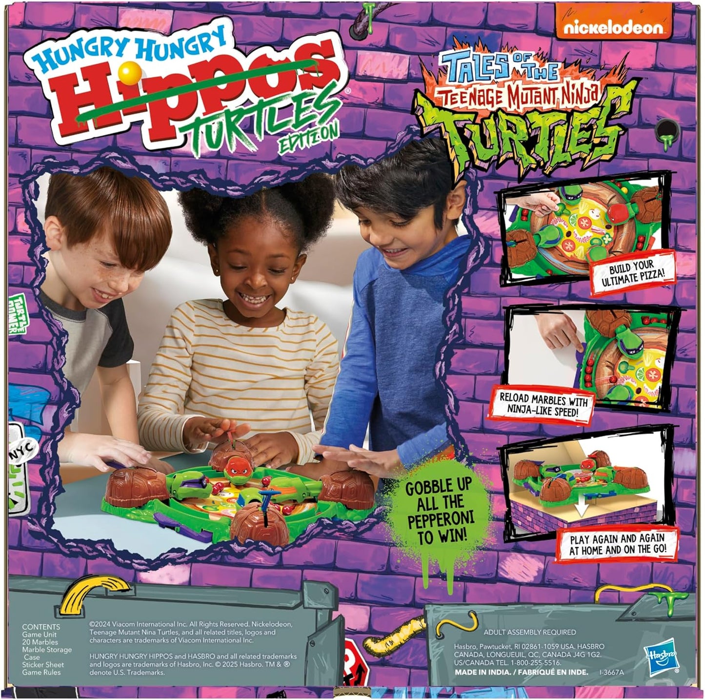 Hungry Hungry Hippos: Teenage Mutant Ninja Turtles Edition Game | Ages 4 and Up | 2 to 4 Players | Kids Board Games | Gifts for Preschoolers (Amazon Exclusive)