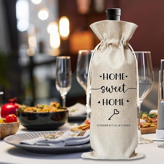 House Warming Gifts For Woman Man, New Home Wine Gift Bag, Housewarming Gifts For New Homeowners, Home Sweet Home Wine Bag, New Home Party Decoration Supplies Favors, B51