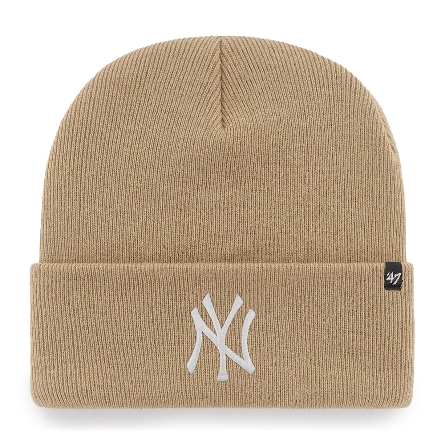 '47 New York Yankees Beanie (NY Yankees) Mens Womens Cuffed Knit Winter Hat, Khaki, One Size Fits