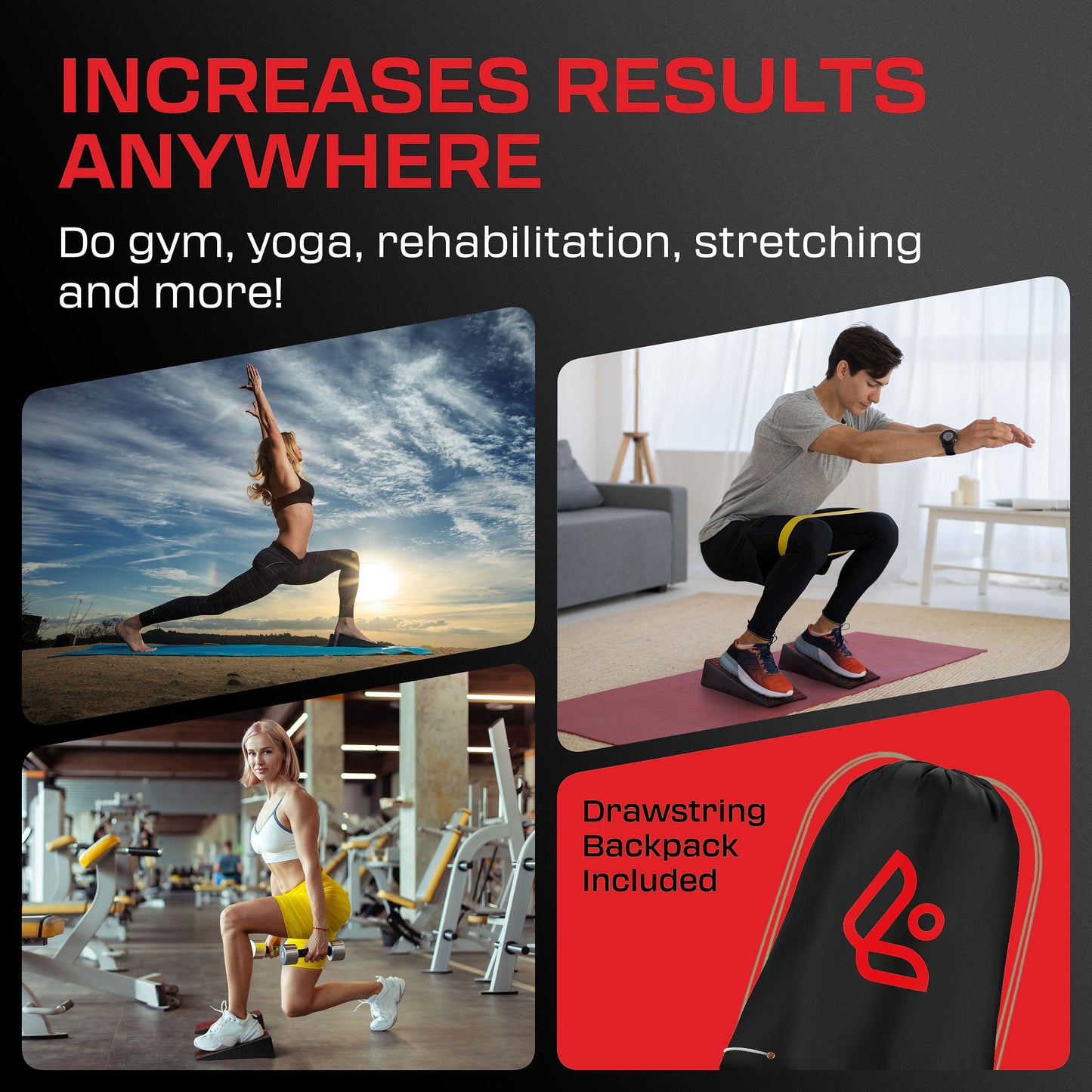 Squat Wedge Slant Board For Squats Pair - Squat Wedge Block, Calf Raise Block, Heel Elevated Squat Wedge, ATG Equipment, Anti-Slip Yoga Wedge, Squat Box, 17° Incline, 3.5x5.9x12.2", Blaze Red