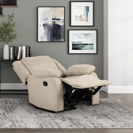 Lexicon Manual Recliner Sofa Chair, Home Theater Seating, Wall Hugger Manual Reclining Nursery Chair for Bedroom/Living Room/Office/Apartment, Oatmeal Textured Fabric