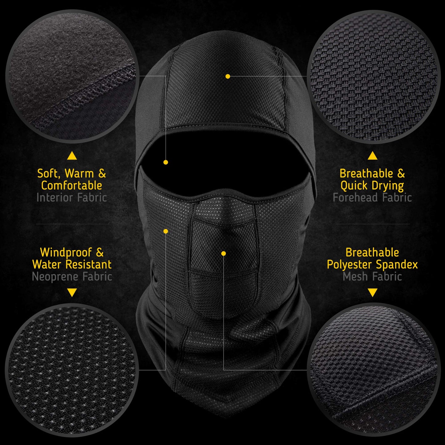 The Friendly Swede Balaclava Face Mask Men, Black Ski Mask for Men, Ski Mask for Women - Arctic - Black (1-Pack)