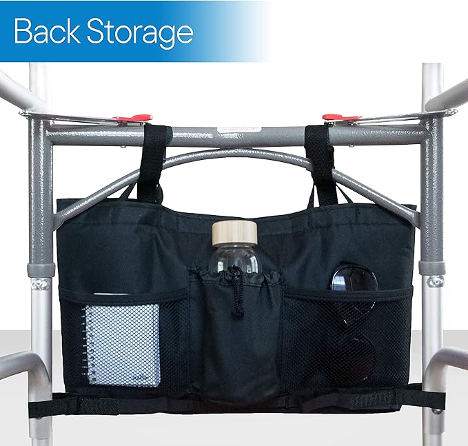 RMS Walker Bag with Soft Cooler - Water Resistant Tote with Temperature Controlled Thermal Compartment, Universal Fit for Walkers, Scooters or Rollator Walkers (Black)