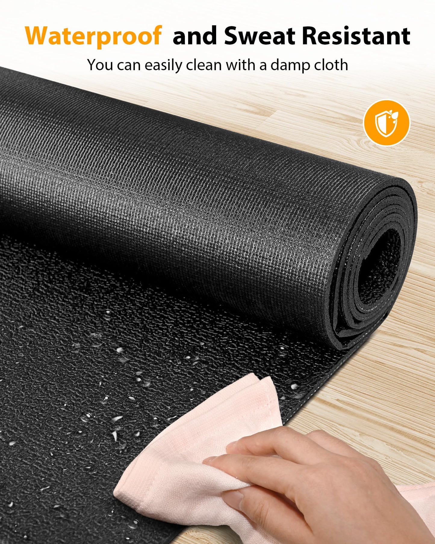 Rellfit Foldable Rubber Treadmill Mat - Exercise Bike Mat with Waterproof Non-Slip Shock Absorption, Exercise Equipment Mat to Protect Floor for Home Gym Workout
