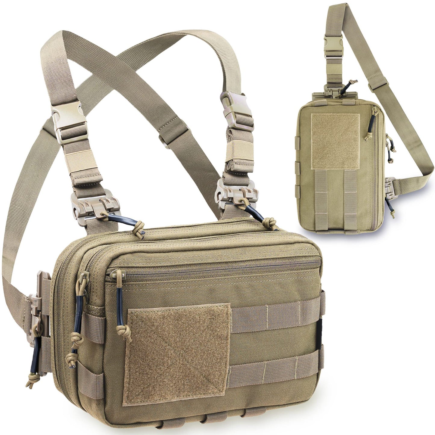 CLTAC Tactical Chest Rig Bag Concealed Carry CCW Pack Molle Pouch IFAK EMT Medical Organizer for Outdoor Hunting Shooting Hiking with Quick Release Harness