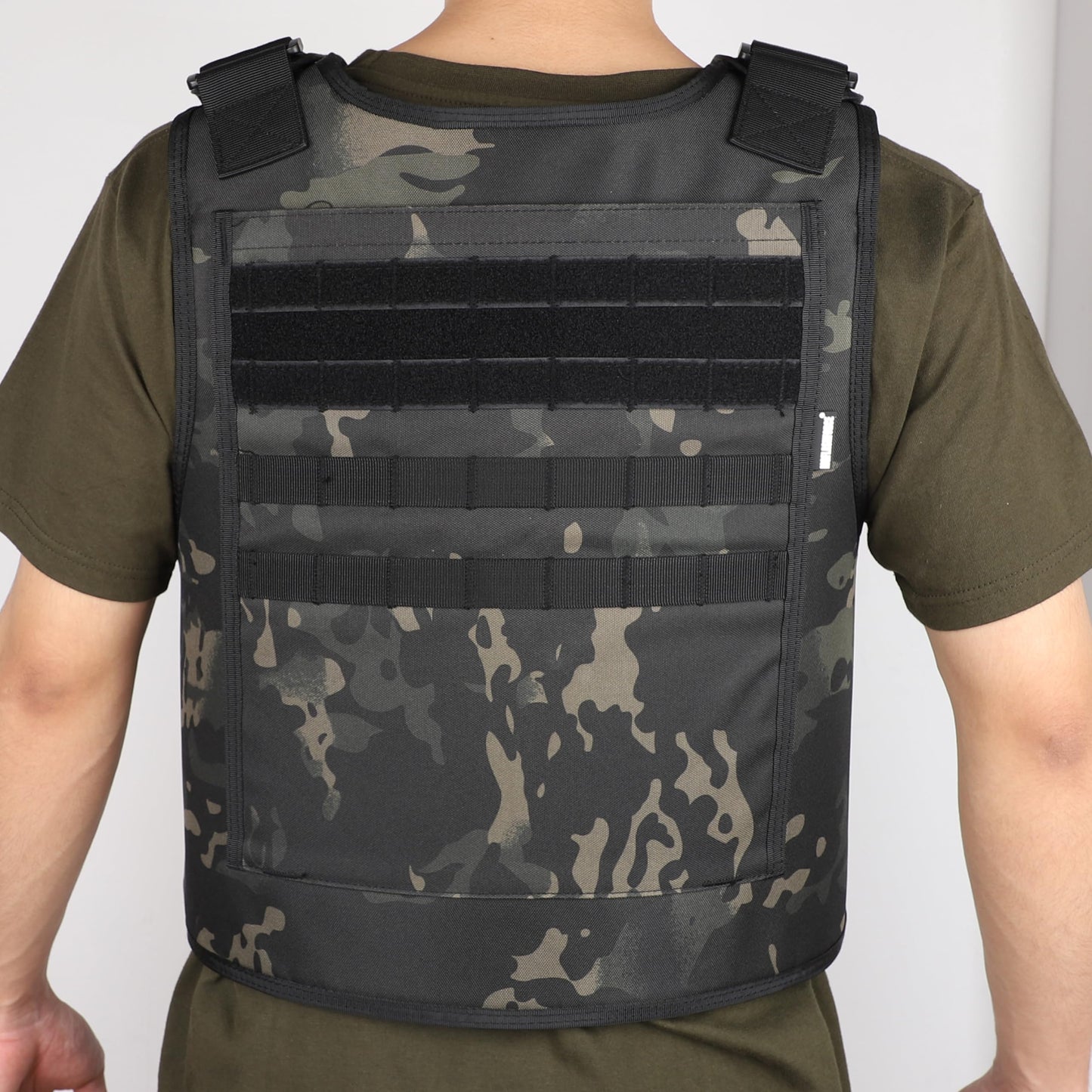 MGFLASHFORCE Tactical Vest for Men, Security Police Fbi Airsoft Vest (Black Camo)