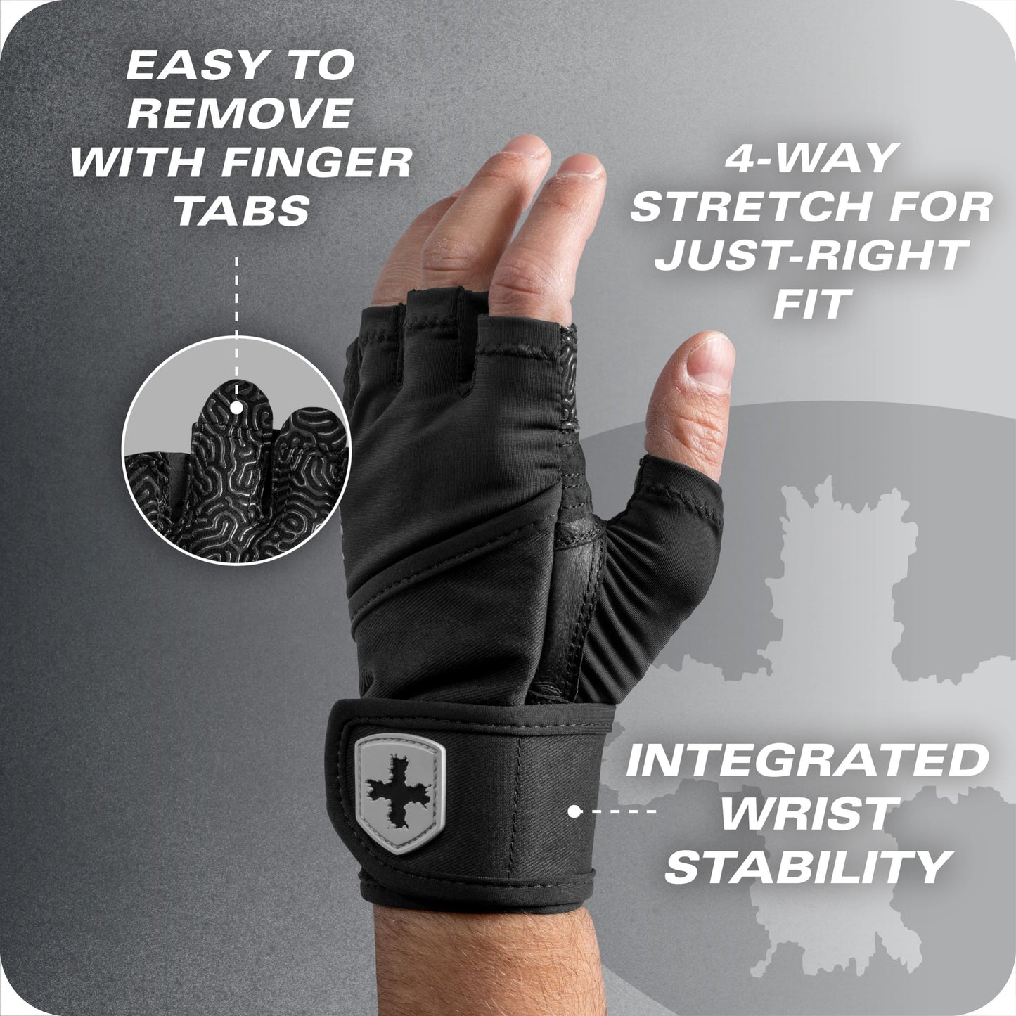 Harbinger Pro Wristwrap Gloves 3.0 - Enhanced Grip, Superior Wrist Support, Breathable 4-Way Stretch Lycra, Durable Leather Palm, Half-Finger Design for Weightlifting, Gym, Tan Camo, Medium - Men's