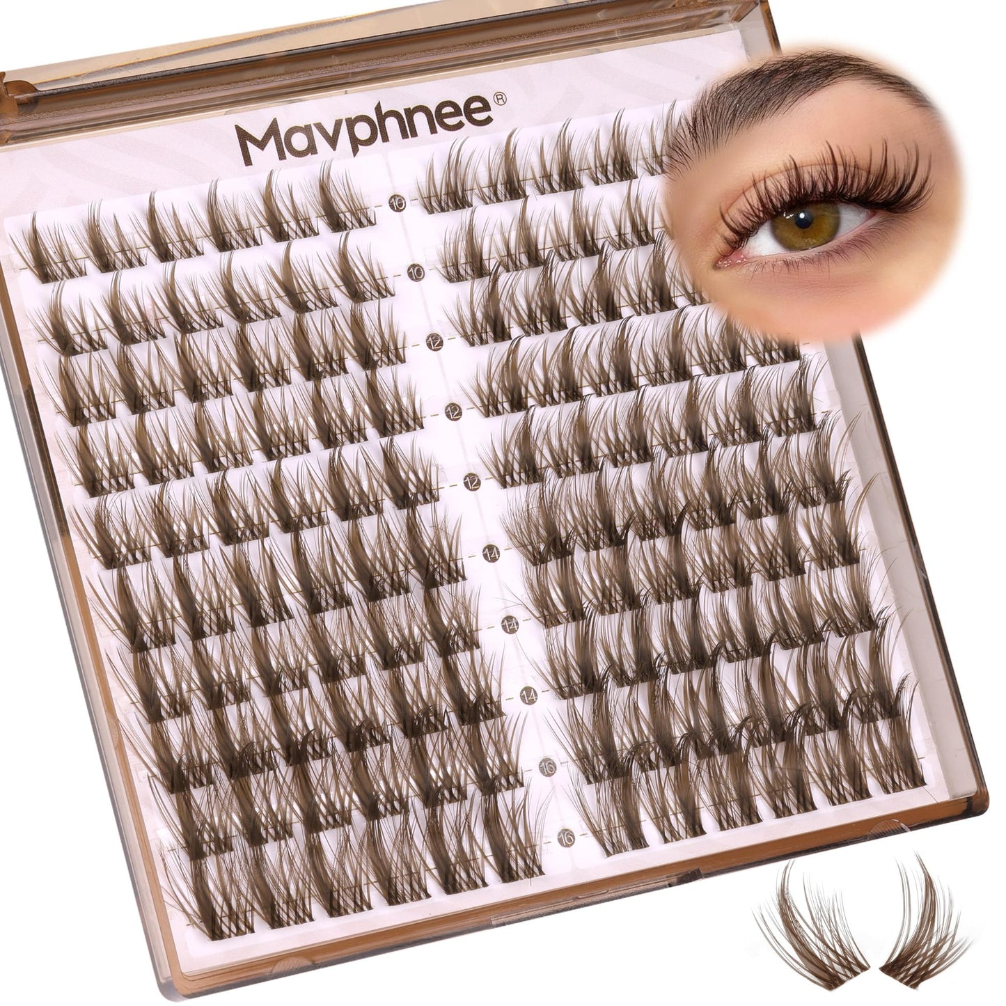 Brown Lash Clusters Wispy Eyelash Extensions Dark Brown Lash Extensions 10-16MM DIY at Home CC Curl Eyelash Clusters Natural Spiky Lash Individuals 120 Pcs Cluster Lash Pack by Mavphnee
