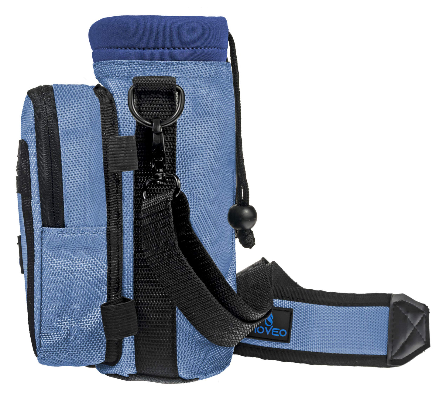 Moveo Water Bottle Holder/Carrier, Insulated w/Adjustable Shoulder Strap & Front Pockets - Comfortable Crossbody Water Bottle Holder - Water Bottle Sling Fits 16oz to 25oz Bottles