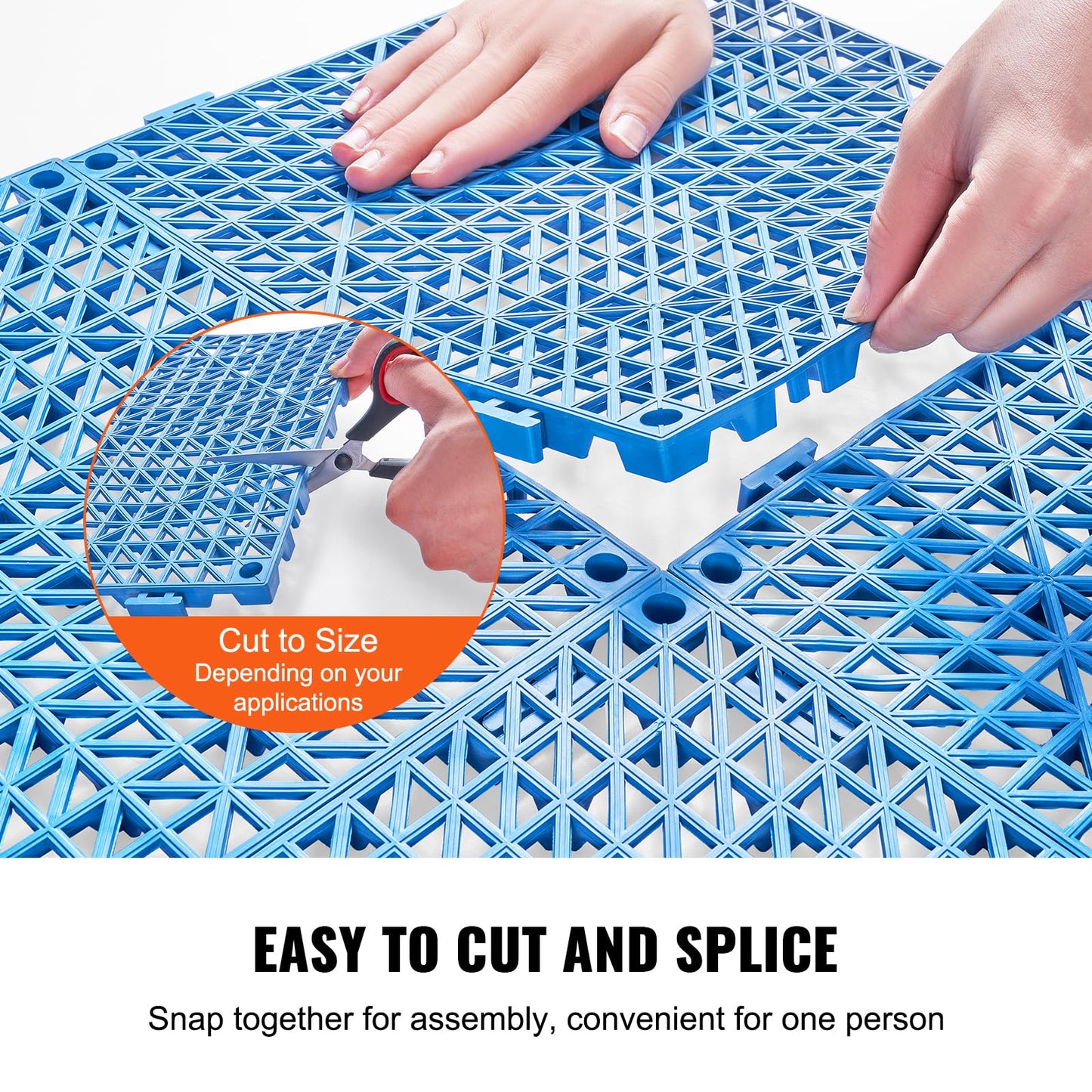 VEVOR Interlocking Tile 50PCS Blue, Drainage Tiles 12" x 12" Splicing, Soft PVC Interlocking Drainage Floor Tiles, Non-Slip Drainage Holes for Restroom, Bathroom, Kitchen, Pool, Wet Areas