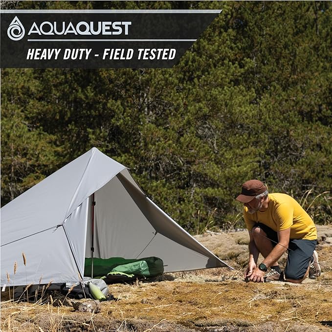 AquaQuest Defender Camping Tarp - Heavy Duty Tent Shelter or Rain Fly - Waterproof Camping Essentials for Hiking, Bushcraft & Hammock, 20 x 13 ft, Stealth Gray