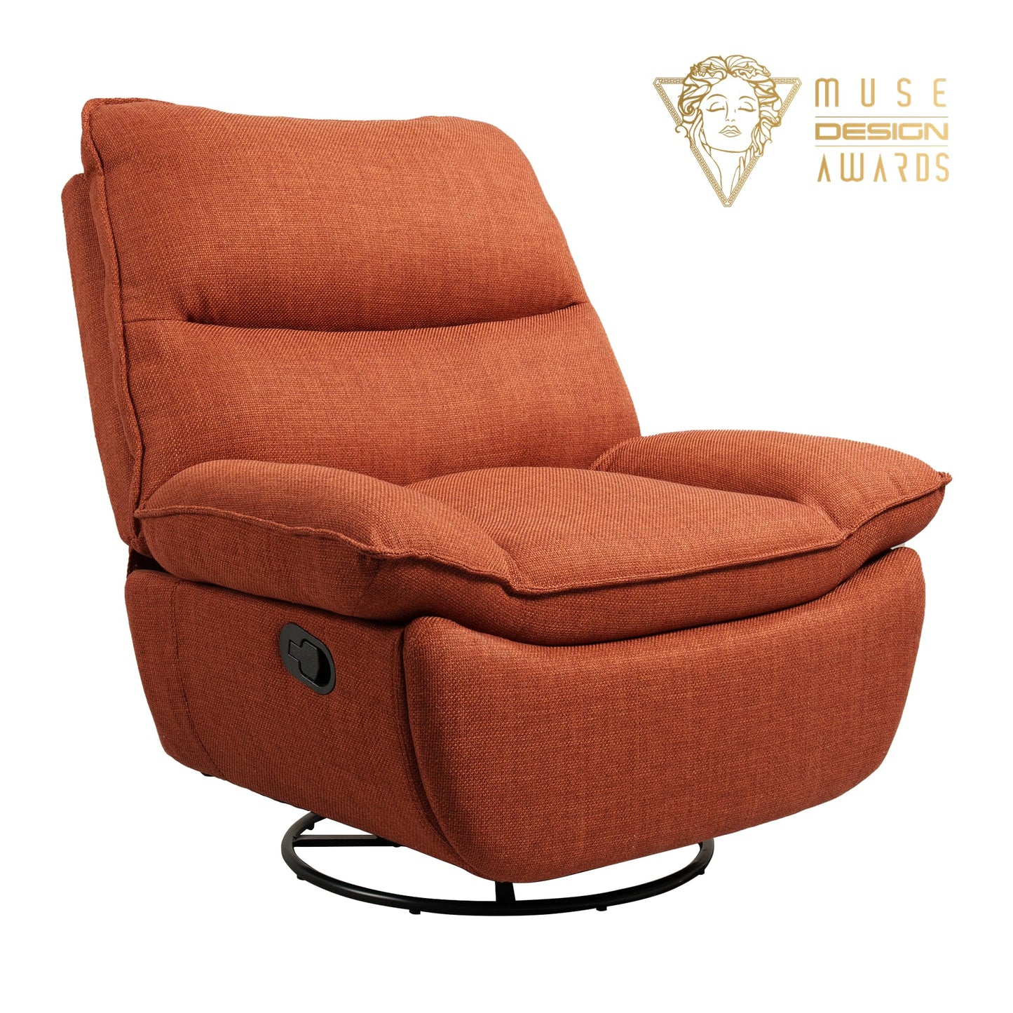 FLEXISPOT Lotus Swivel Recliner Chair for Adults, Oversized 360° Swivel Rocker Recliner, Fabric Glider Rocking Nursery Chair, Side Pocket, 350 Lbs Capacity, Living Room, Bedroom, Nursery, XRC7 Orange
