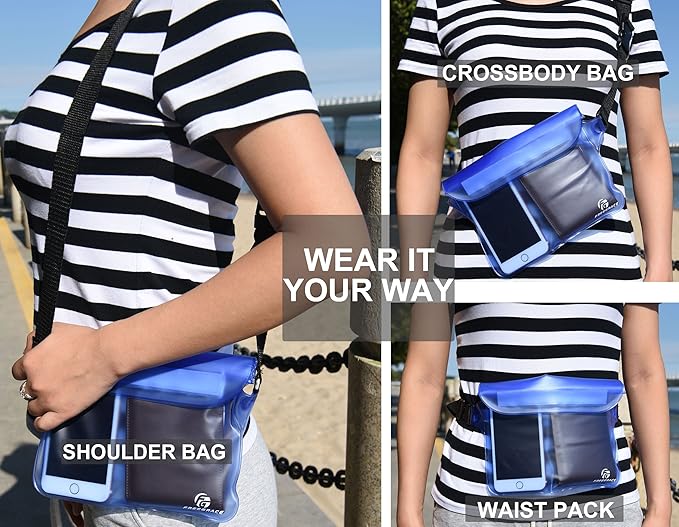 Waterproof Pouches with Waist Strap / Pouch Case Bundle Set- Keep Your Phone & Valuables Dry and Safe - Waterproof Dry Bags for Boating Swimming Snorkeling Kayaking Beach Water Parks Pool