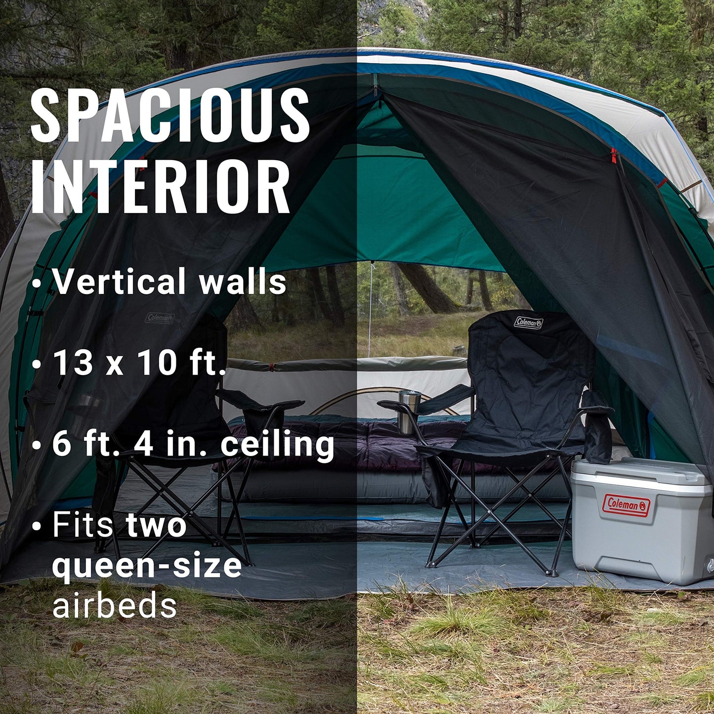 Coleman Cabin Camping Tent with Screened Porch 4/6 Person Weatherproof Tent with Enclosed Screened Porch Option Includes Rainfly Carry Bag Extra Storage and 10 Minute Setup