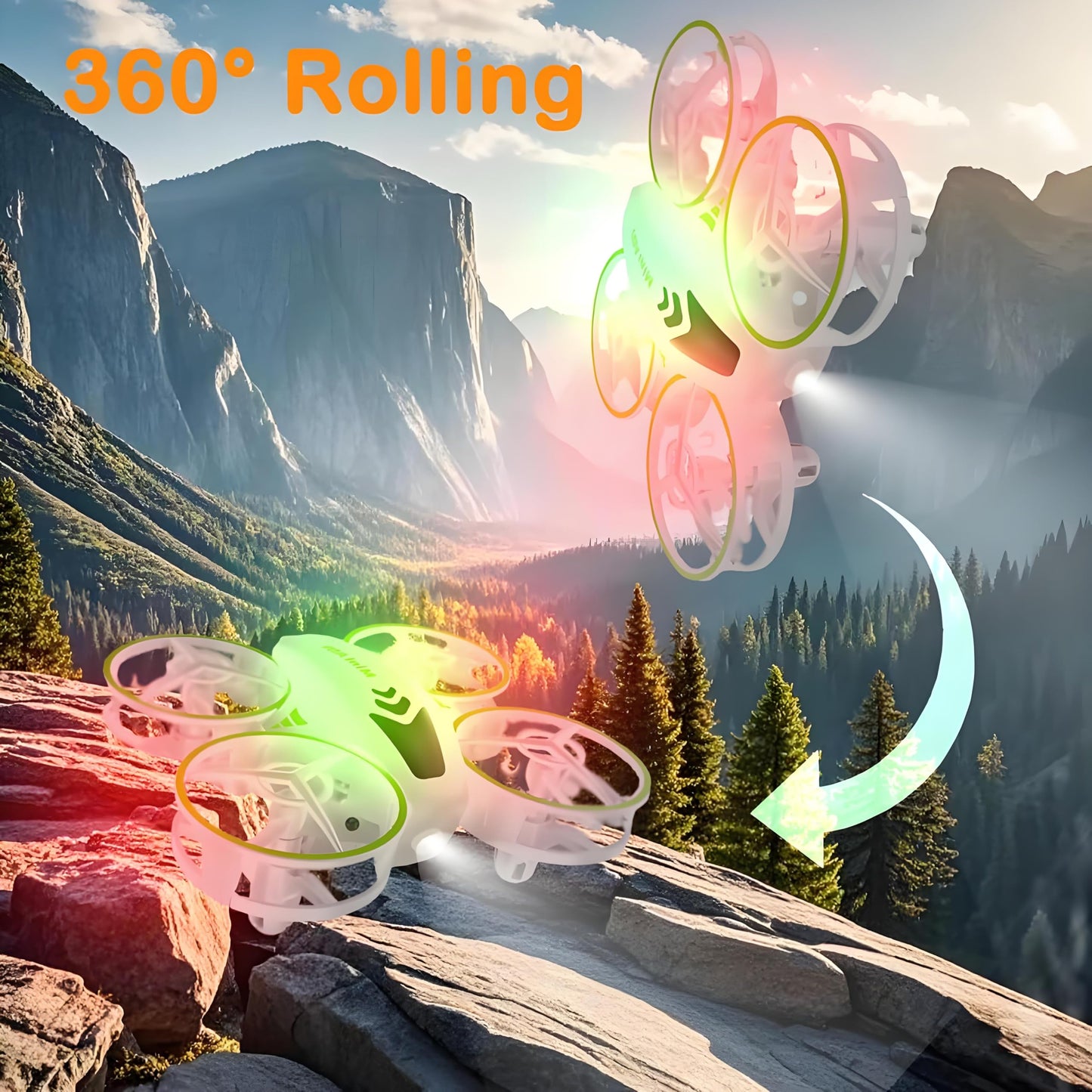 AOKZXC Drones for Kids, Mini Beginner RC Drone Kid with One Key Take Off-Landing, Altitude Hold, Headless Mode, 360° Flip, Child Drone with Blue Green Light, for Kids, Toys for Boys