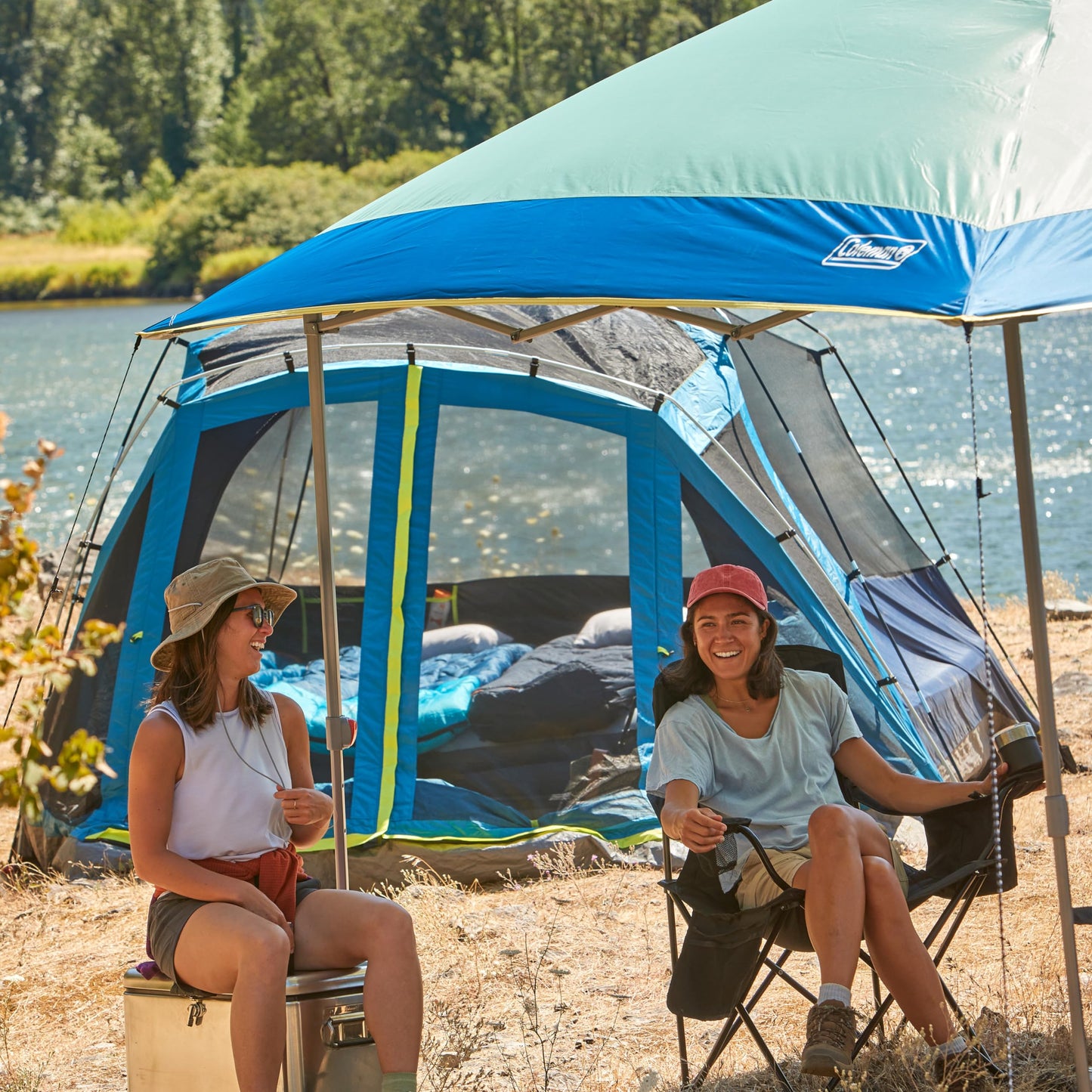 Coleman Oasis Instant Pop-Up Canopy Tent with Side Wall Attachment, Portable Shelter with Easy Setup & Takedown, Wheeled Carry Bag Included, 10x10/13x13ft Sizes