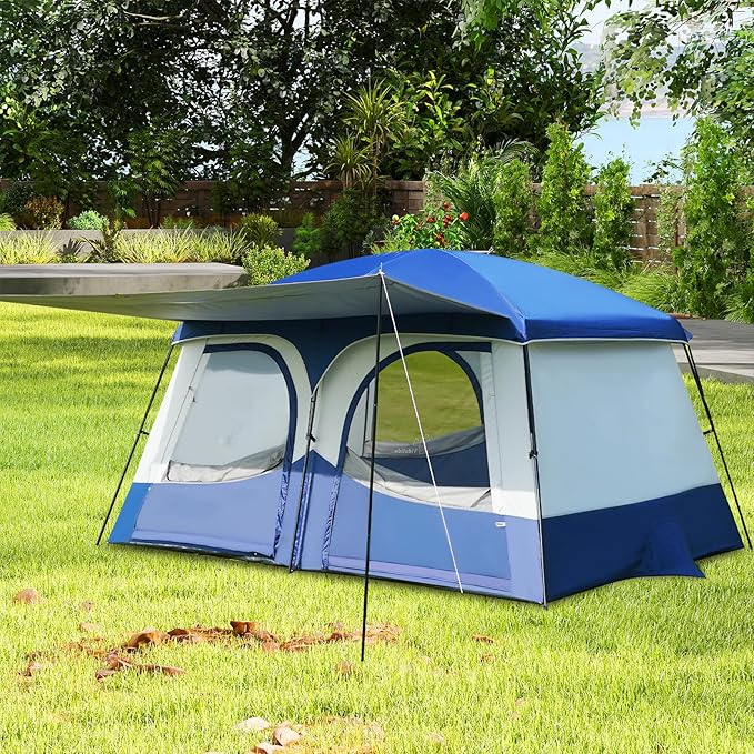 Vidalido Tents,6-8 Person Camping Tent with Extended Vestibule,2 Room Weather Resistant Family Tents,Easy Install Waterproof Outdoor Tent for Backpacking and Camping Hiking