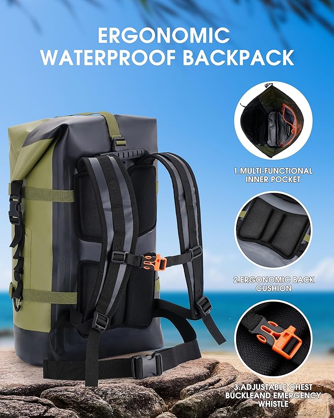 IDRYBAG Waterproof Backpack for Travel, Kayaking, Boating, Swimming, Floating Paddle Boarding - Submersible Dry Bag 35L/55L/85L