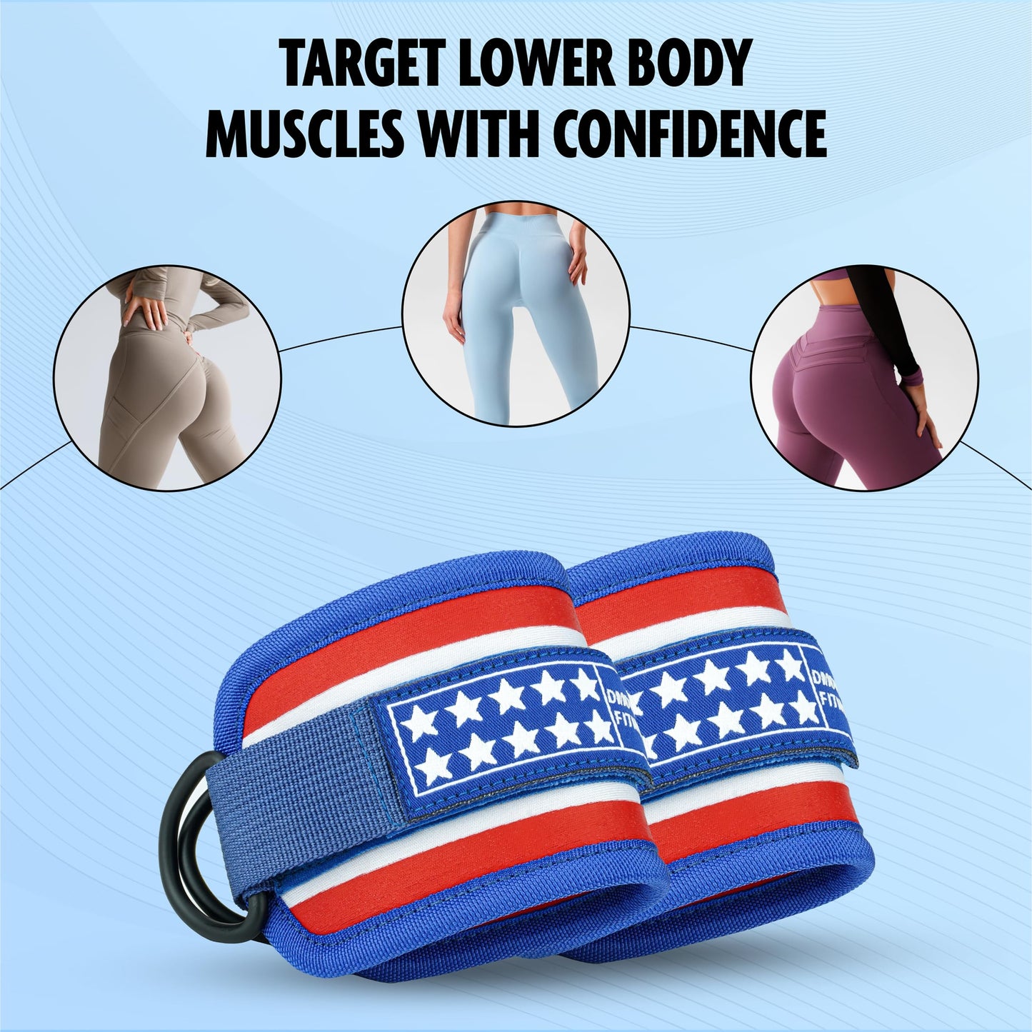 DMoose cable ankle attachments for gym - One Size Fit with Premium Padding, tobilleras para gym, ankle bands for cable machine, Booty Workouts, Leg Extension, Hip Abductors
