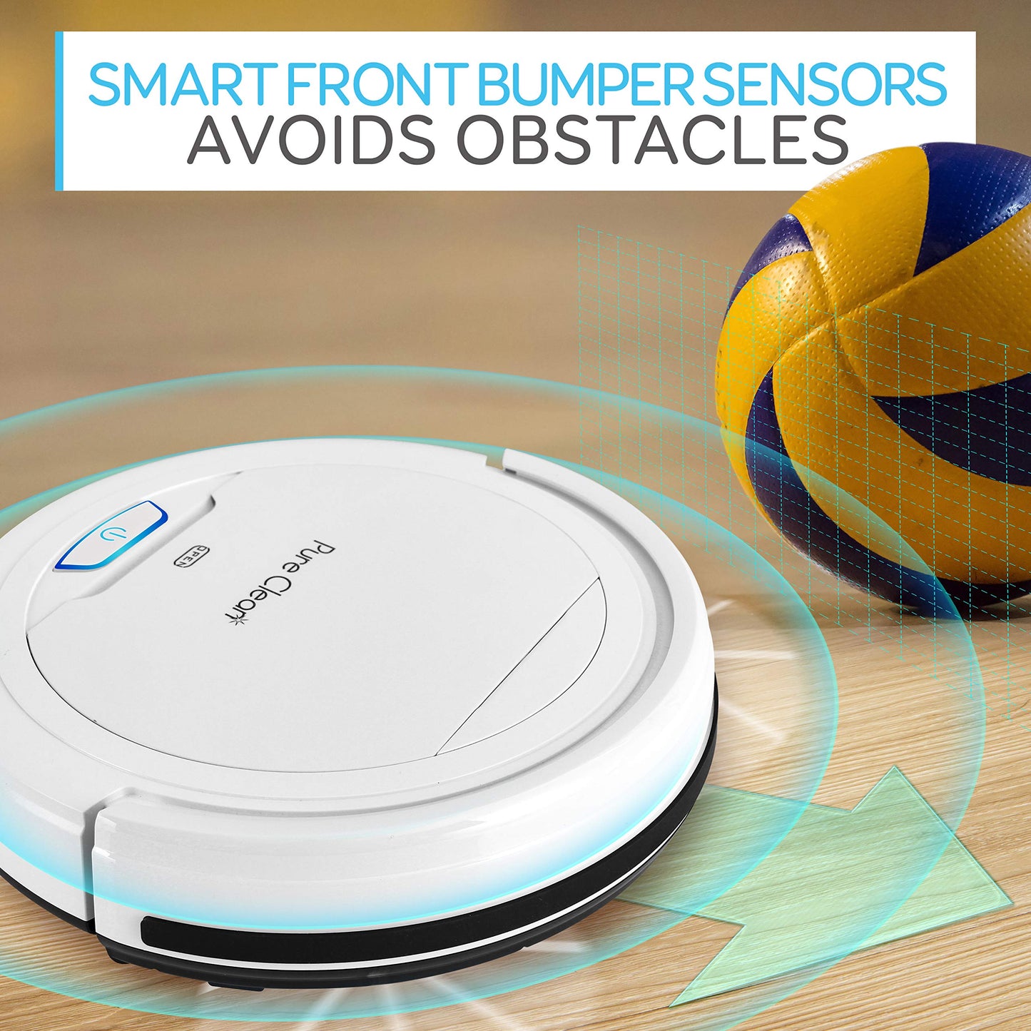 Pure Clean Robot Vacuum Cleaner - Upgraded Lithium Battery 90 Min Run Time - Automatic Bot Self Detects Stairs Pet Hair Allergies Friendly Robotic Home Cleaning for Carpet Hardwood Floor