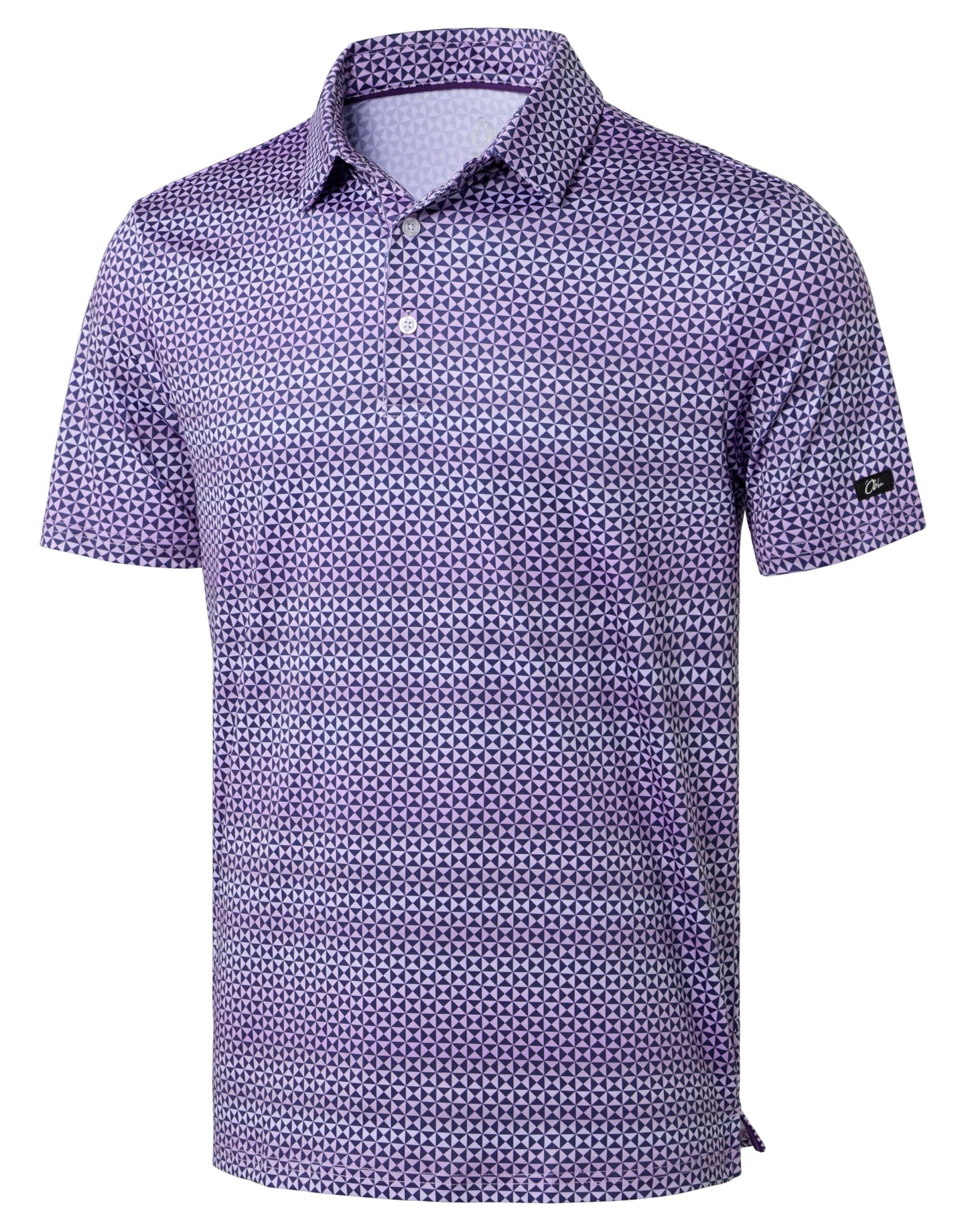 Obla Mens Golf Polo Shirts Short Sleeve Dry Fit Performance Moisture Wicking Casual Print Collared Golf Shirts for Men(Purple Square_S)