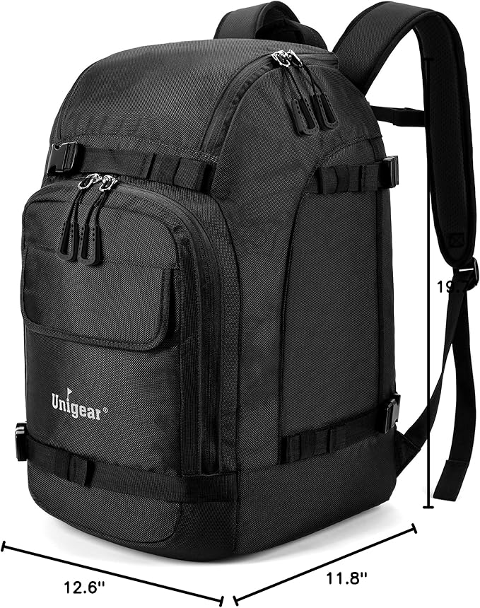 Unigear Ski Boot Bag Backpack for Helmet 50L/70L, Goggles, Gloves, Skis, Snowboard & Accessories (Black)