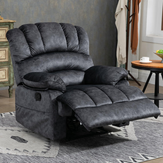 EZZUP Large Recliner, 23" Wide Seat, A Recliner with Three Position, Recliner Chair Oversized with Two Side Pockets, Dark Gray