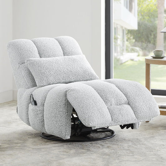 Watson & Whitely Oversized Power Recliner Chair for Adults, Swivel Rocker Recliner Chair with Lumbar Support, Ultra-Comfy Glider Recliner for Living Room Theater Seating Single Sofa, Grey