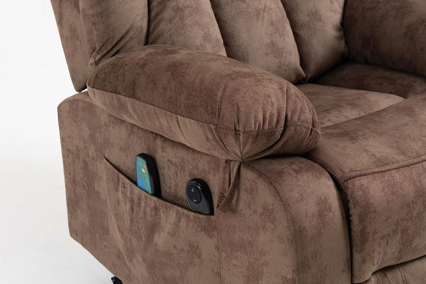 FANYE Electric Power Lift Recliner Chair for Elderly W/Massage and Heat, Infinite Positions Recliner 2 Remote Controllers Large Velvet Upholstery Recliner & Armchair W/Side Pockets for Living Room