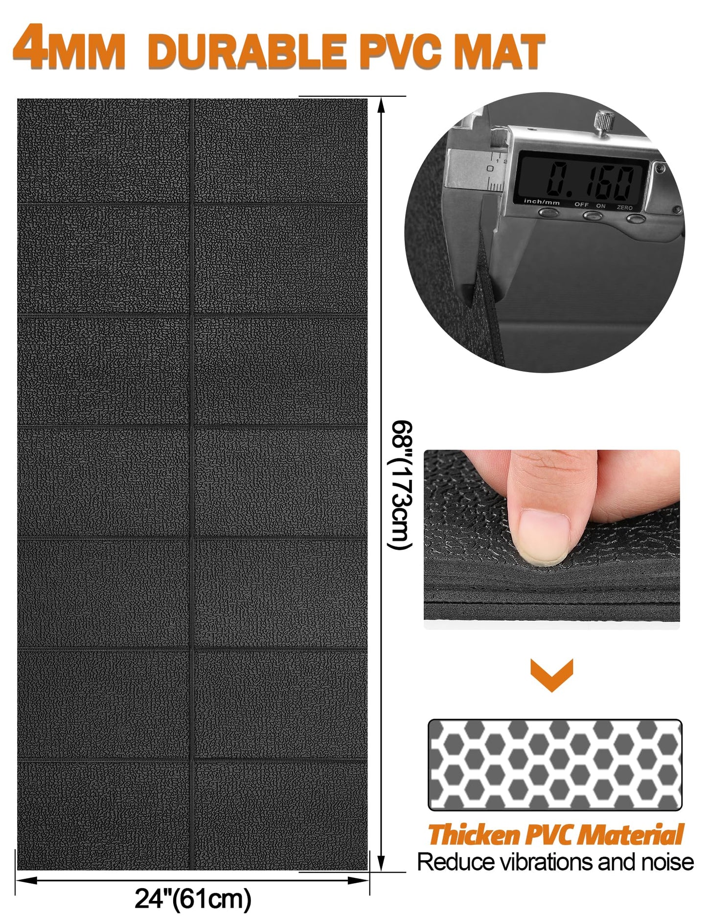 WERCHO Exercise Equipment Mat 24" x 68" Foldable Treadmill Bike Mat for Carpet Hardwood Floors Walking Pad Mat for Exercise Gym Equipment Rowing Machine Stationary Indoor Bike Trainer Mat Non Slip