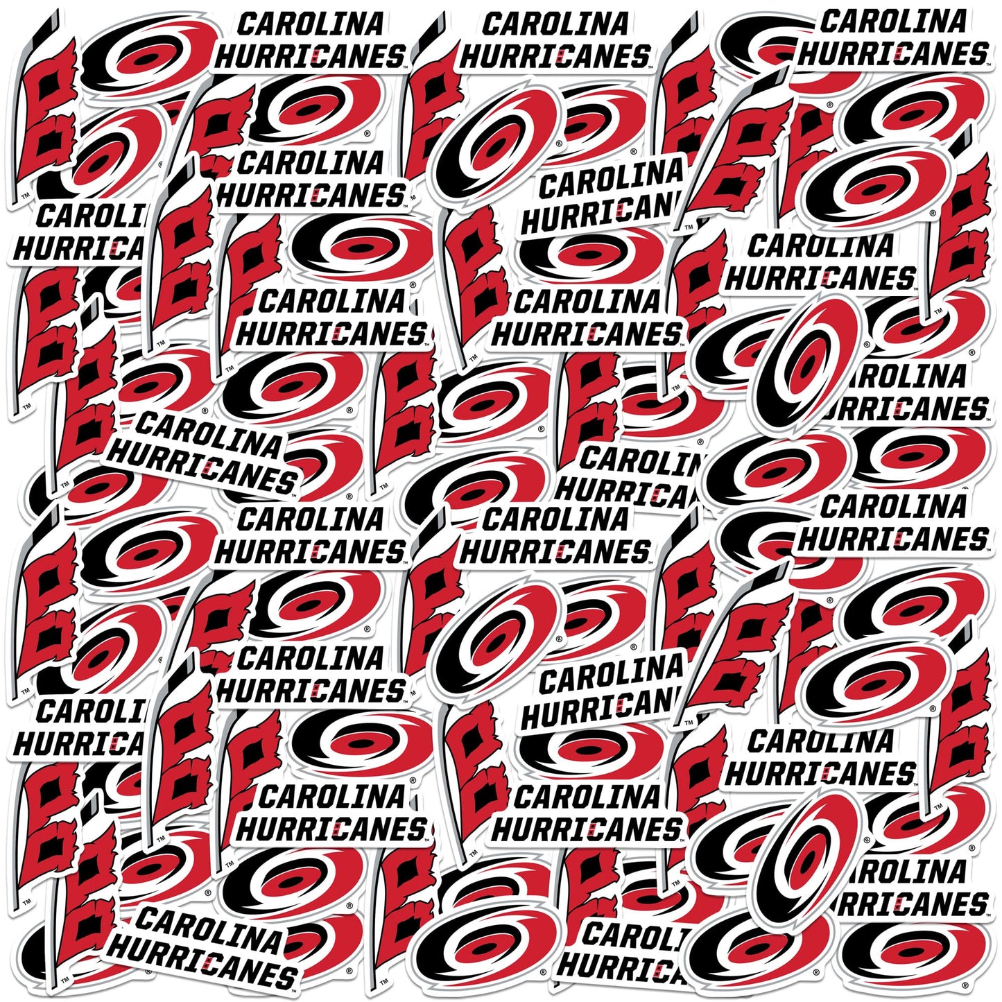 NHL Logo Carolina Hurricanes 100ct Vinyl Large Deluxe Stickers Variety Pack - Laptop, Water Bottle, Scrapbooking, Tablet, Skateboard, Indoor/Outdoor