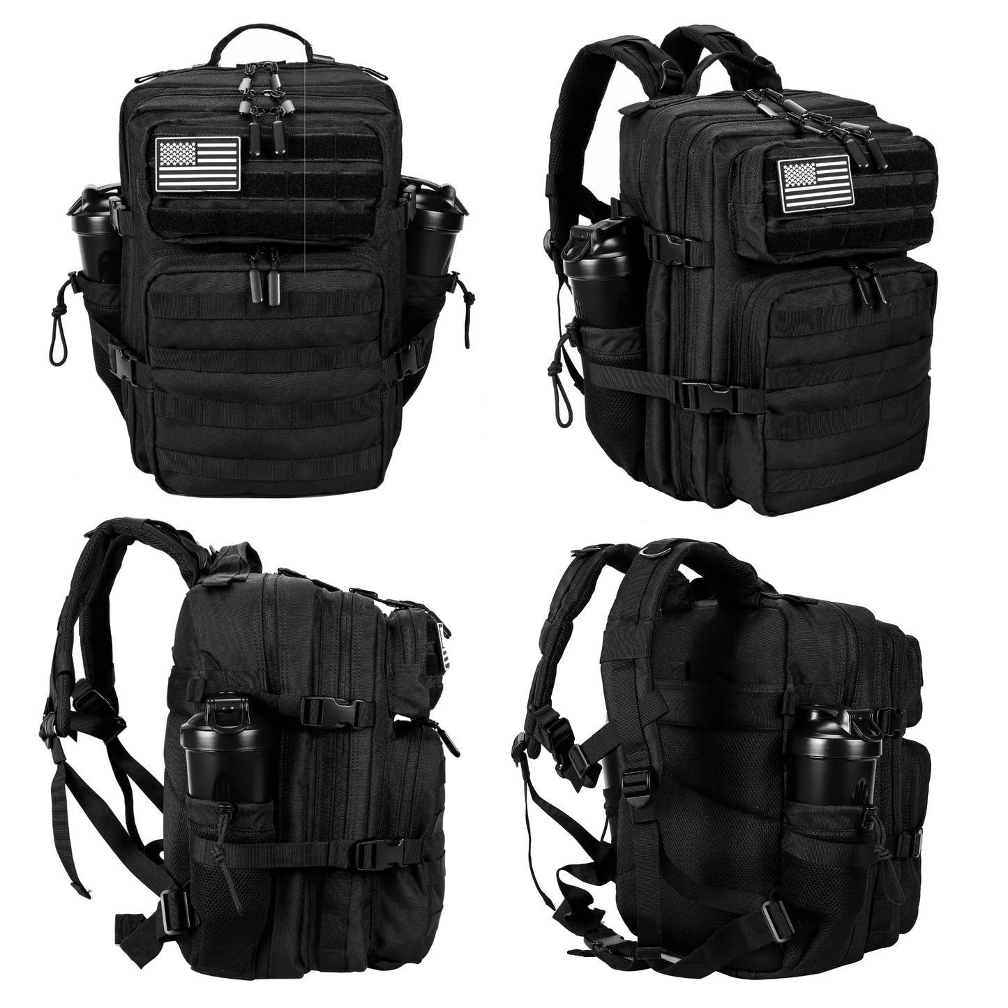 LHI Tactical Military Backpack for Men and Women 35L Army Assault Pack Bag Large Rucksack with Molle System - Black