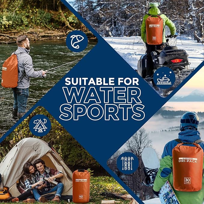 Zero Grid Waterproof Dry Bag - Floating Roll Top Drybag Keeps Dry 10L/20L/30L/40L Sizes for Backpacking, Kayaking, Boating, Camping, Fishing, Hiking, Made from Tough 500D Material
