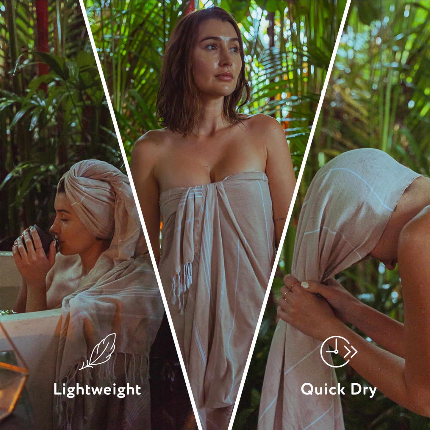 WETCAT Turkish Beach Towel Oversized 38x71 100% Cotton Sand Free Quick Dry Extra Large Light Travel Towel for Adults Beach Accessories Gifts - Pale Olive Green